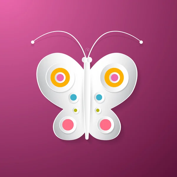 Astratto vettoriale farfalla di carta su sfondo rosa — Vettoriale Stock