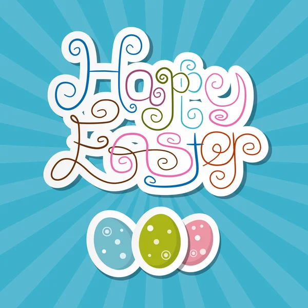 Happy Easter Paper Retro Blue Background — Stock Vector