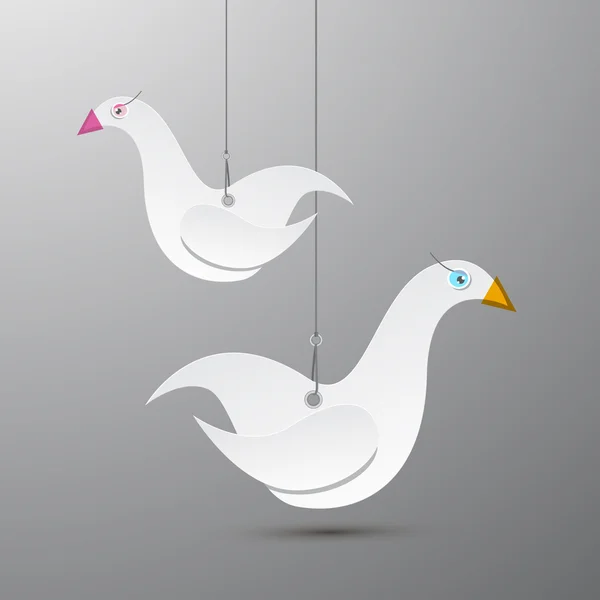Pájaros de papel vectorial cuelgan de la cuerda — Vector de stock