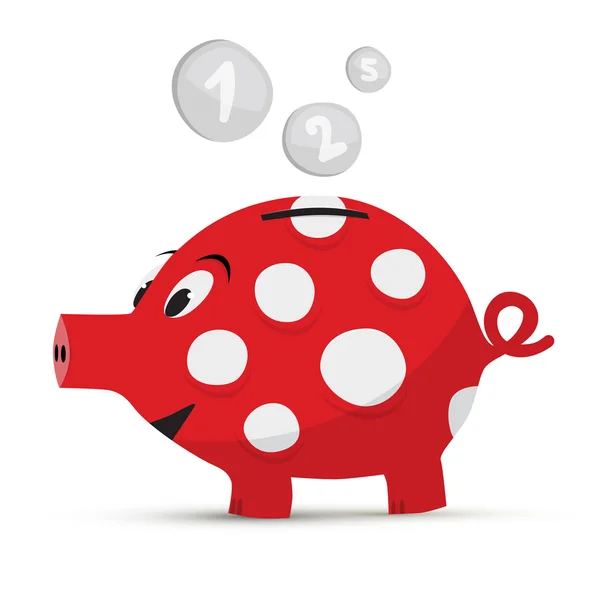 Vector Red Piggy Bank Isolated on White Background — Stock Vector