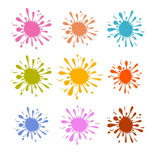 Colorido Vector Splash - Mancha - Blot Illustration Set — Vetor de Stock