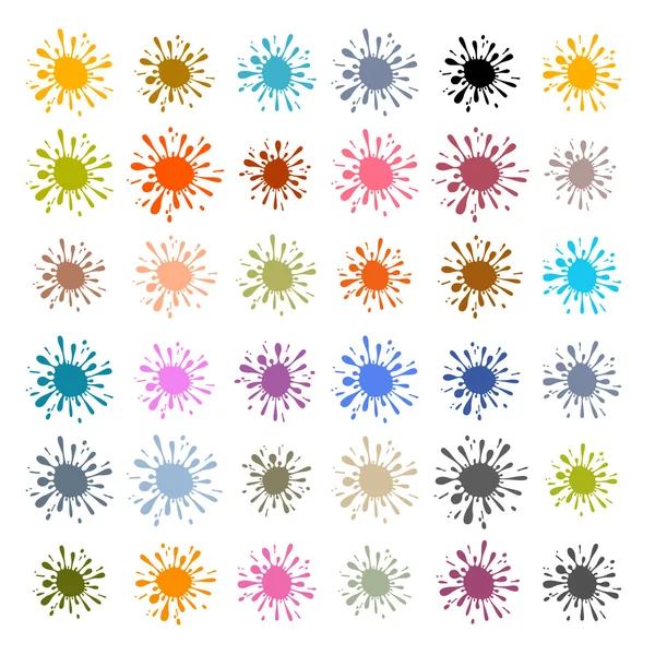Splash vettoriale colorato - Macchia - Set di illustrazioni Blot — Vettoriale Stock