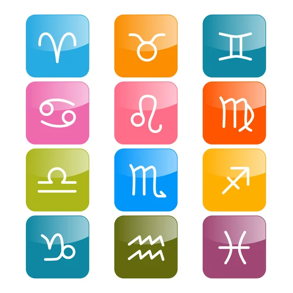 Zodiaco vettoriale, rettangolo dell'oroscopo Simboli colorati — Vettoriale Stock