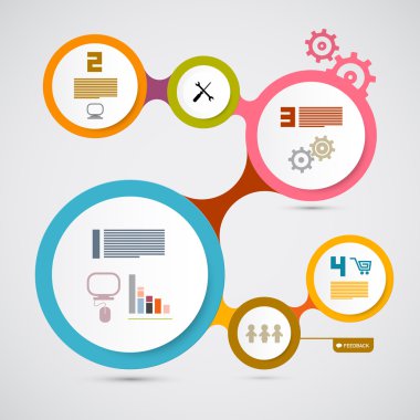 Web şablonu - daire kağıt vektör Infographic düzeni