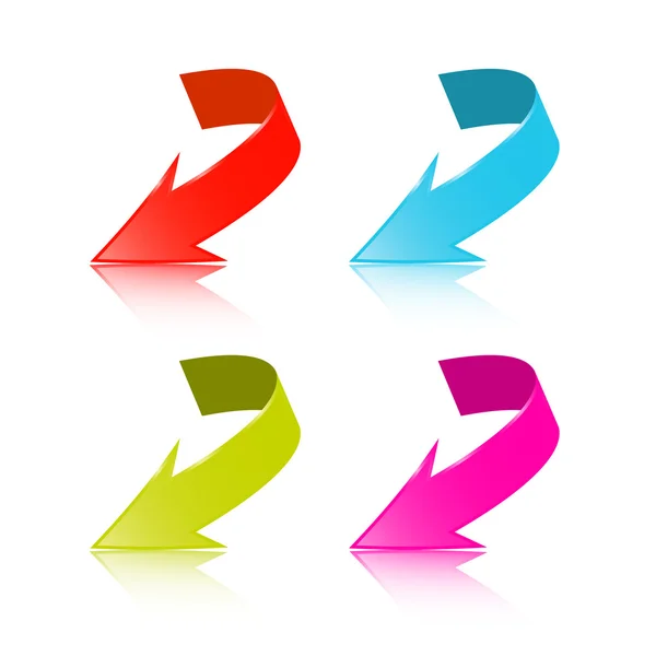 Flèches vectorielles 3d colorées isolées sur fond blanc — Image vectorielle