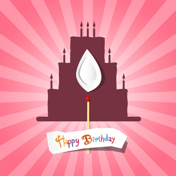 Urodzinowe tło Ilustracja z sylwetką ciasto — Wektor stockowy