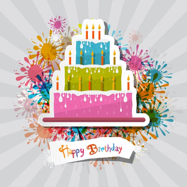 Geburtstag Hintergrund Illustration mit Kuchen — Stockvektor