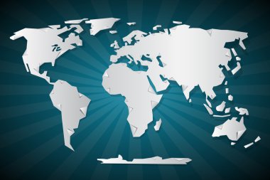 vektör kağıt dünya harita illüstrasyon