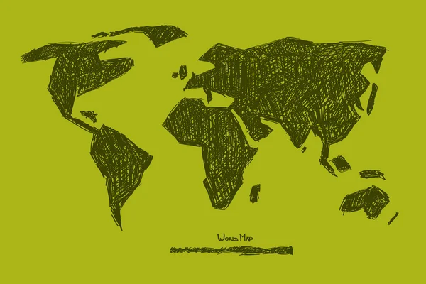 Vector World Map Illustratie op groene achtergrond — Stockvector