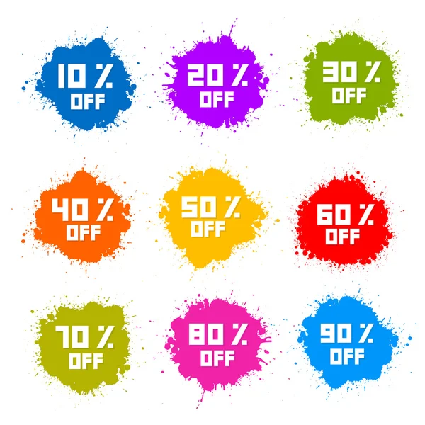 Colorful Discount Labels, Stains, Splashes — Stock Vector