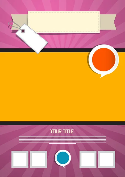 Růžové a oranžové retro vektorové šablona leták nebo plakát — Stockový vektor