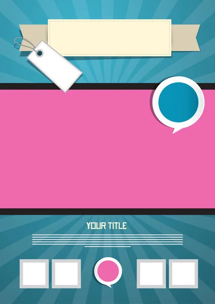 Синий и розовый шаблон ретро вектор листовки или плаката — стоковый вектор