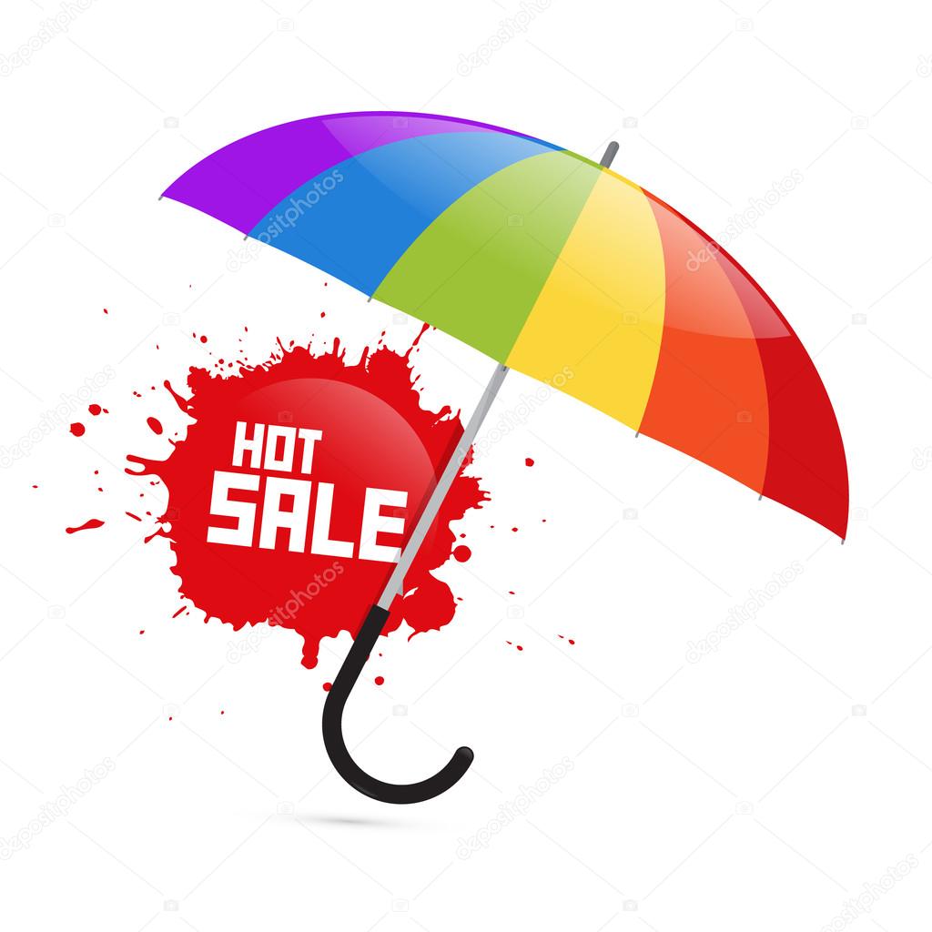 Colorful Vector Umbrella Illustration with Hot Sale Splash