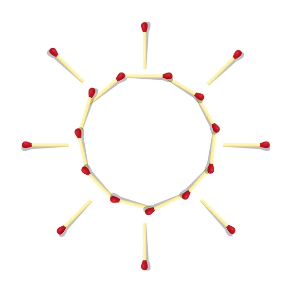 Symbole solaire fabriqué à partir d'allumettes — Image vectorielle