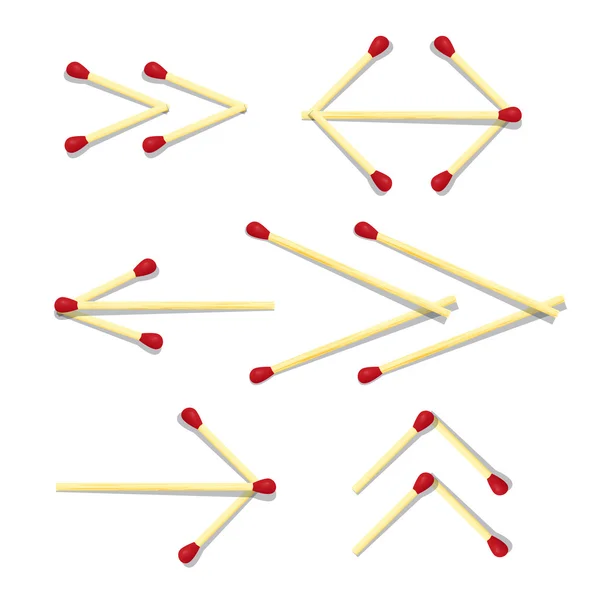 Flechas Símbolos hechos de cerillas — Vector de stock