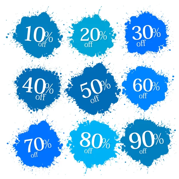 mavi indirim etiketleri, lekeleri, su sıçramalarına 