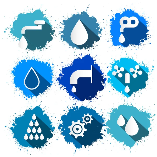 Símbolos de agua vectorial - Iconos Splash Set — Vector de stock