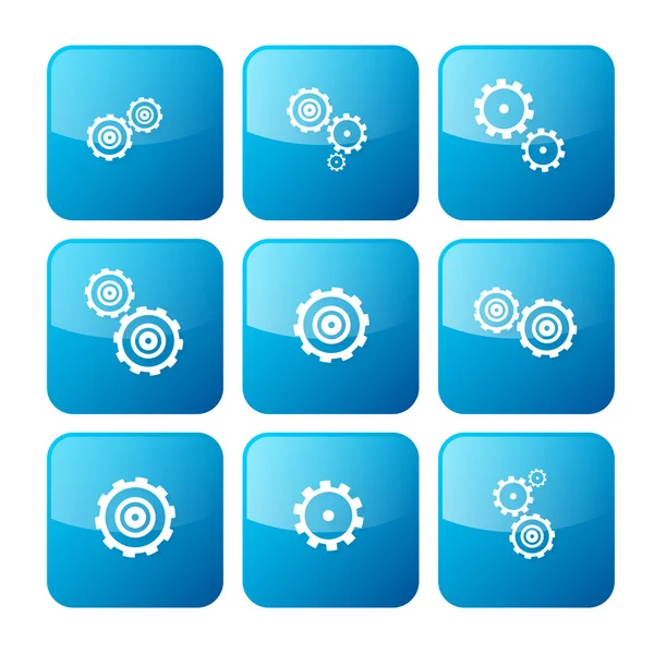 Vector Cogs - Gears Blue Icons Set Isolated on White Background — Stock Vector