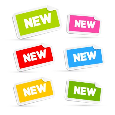 izole beyaz arka plan üzerinde yeni bir başlık ile renkli vektör sopa