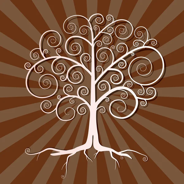 Abstract Vector Tree Illustration on Brown Retro Background — Stock Vector