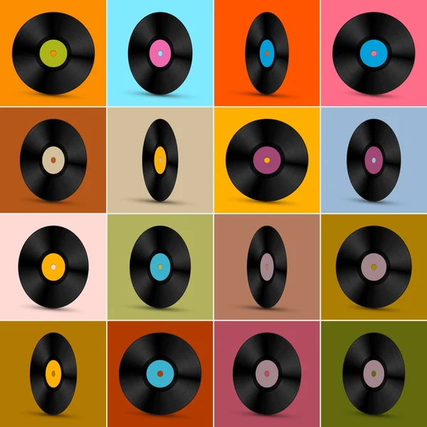 ビニール レコードのディスクのレトロ, ビンテージ ベクトルの背景 — ストックベクタ