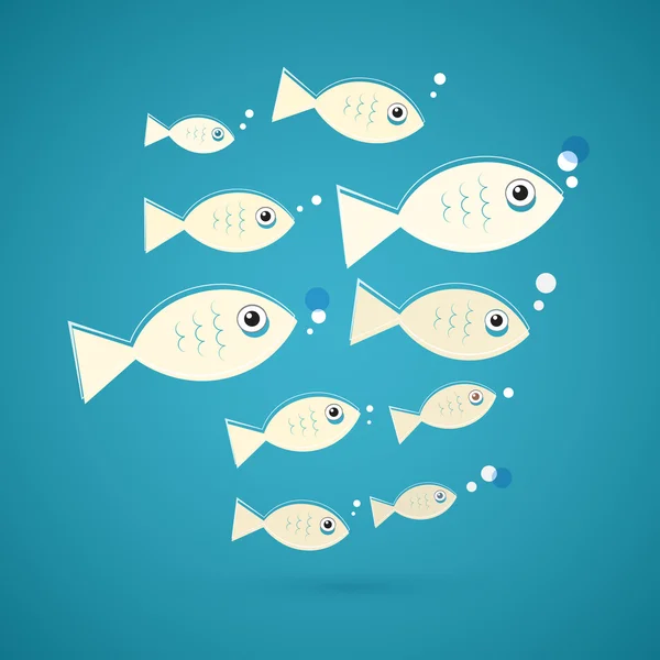 Ilustracja wektorowa ryb na niebieskim tle — Wektor stockowy