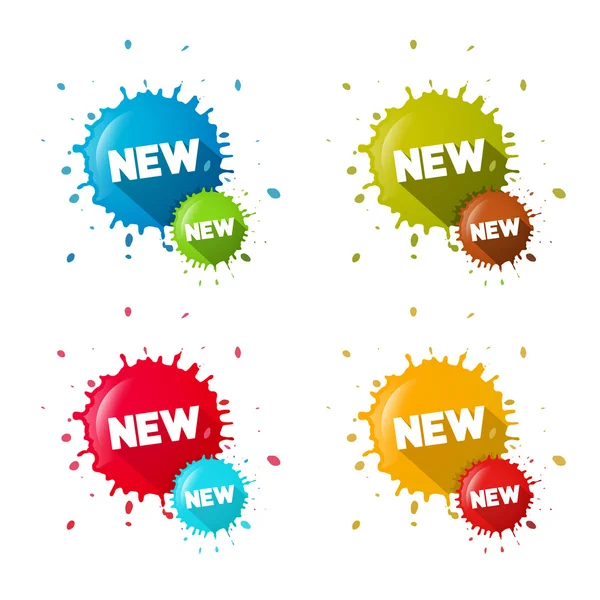 Adesivi colorati vettoriali - Macchie con nuovo set di titoli — Vettoriale Stock