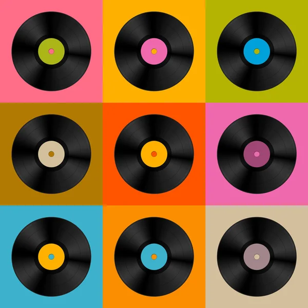 Retro, Vintage Vector Vinyl Record Fondo de disco — Vector de stock