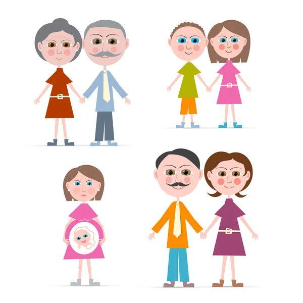 Family Members Illustration Isolated on white Background — Stock Vector