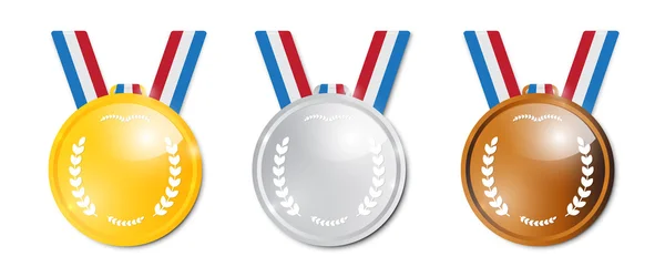 Médailles vectorielles : Or, Argent, Bronze, Premier, Deuxième, Troisième — Image vectorielle