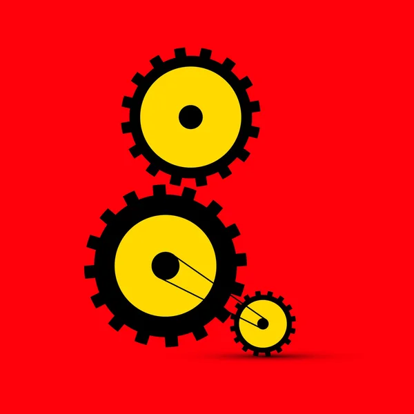 KSV - gears illustration på röd bakgrund — Stock vektor