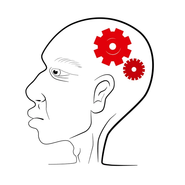 Mannen huvudet vektor illustration med röda KSV - redskap — Stock vektor
