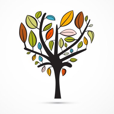 ağaç beyaz arka plan üzerinde renkli soyut kalp şeklinde