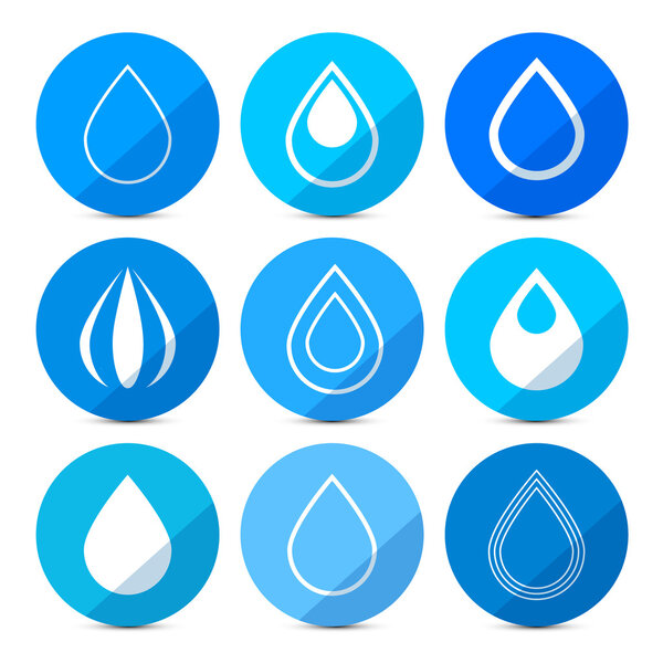 Векторные водонапорные иконы на синих кругах
