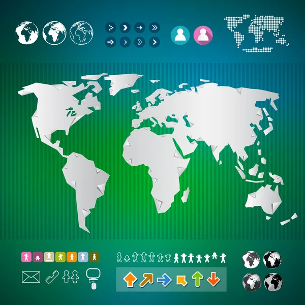 Vector Mapa Mundial Modelo de Infográficos — Vetor de Stock