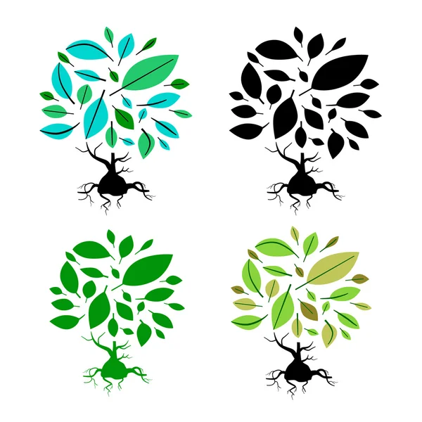 Abstract Vector Tree Illustration Set — Stock Vector