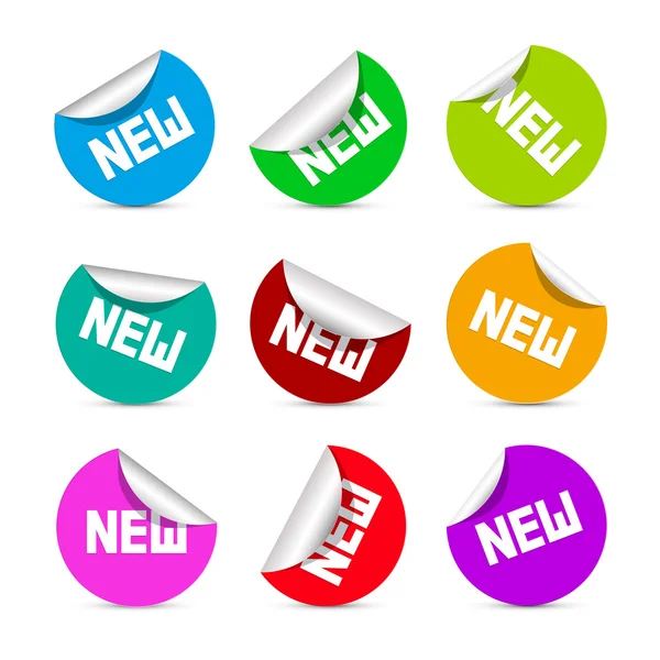 Kleurrijke vector stickers met nieuwe titel — Stockvector