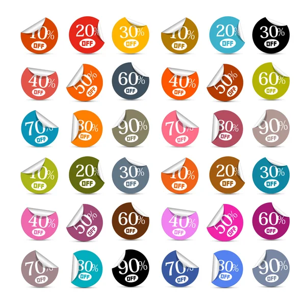 Colorful Vector Discount Stickers, Labels Illustration Set — Stock Vector