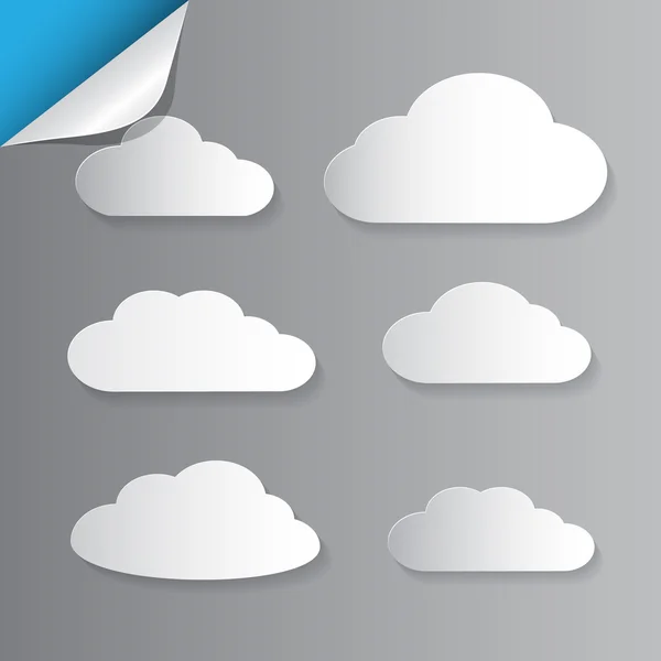 Set di nuvole di carta vettoriale — Vettoriale Stock
