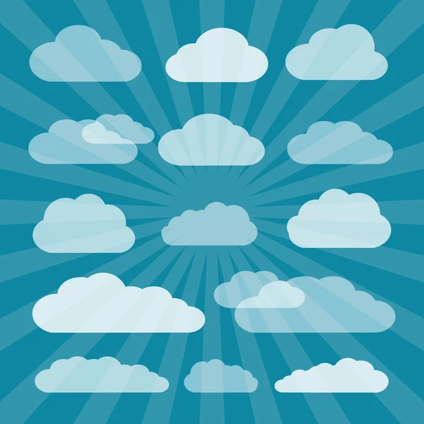 Transparent Vector Clouds Cut From Paper on Blue Background — Stock Vector