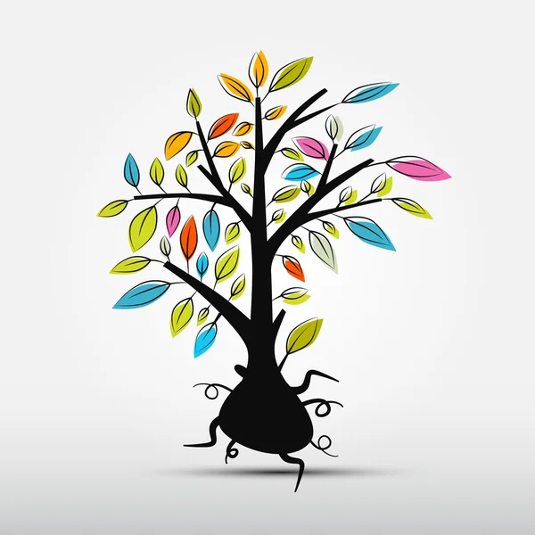 Abstract Tree Vector Illustration Isolated on Grey Background — Stock Vector