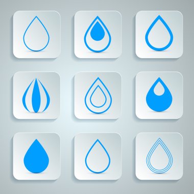 Icons set vektör su damlaları 