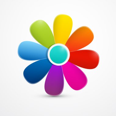 soyut renkli vektör çiçek illüstrasyon izole beyaz zemin üzerine 