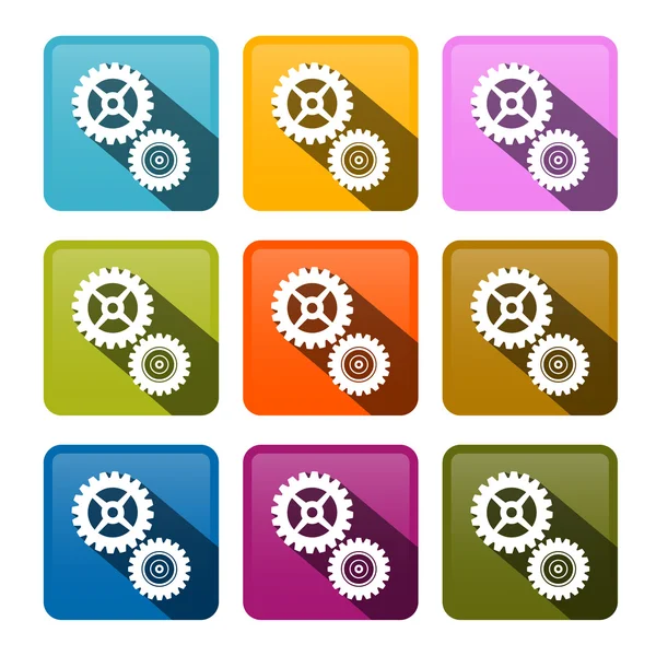 Cogs - Gears Colorful Icons Isolated on White Background — Stock Vector