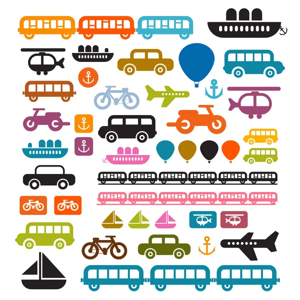 Iconos de transporte vectorial aislados sobre fondo blanco — Vector de stock