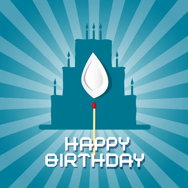 Ilustracja tło urodziny wektor niebieski z ciasta sylwetka — Wektor stockowy