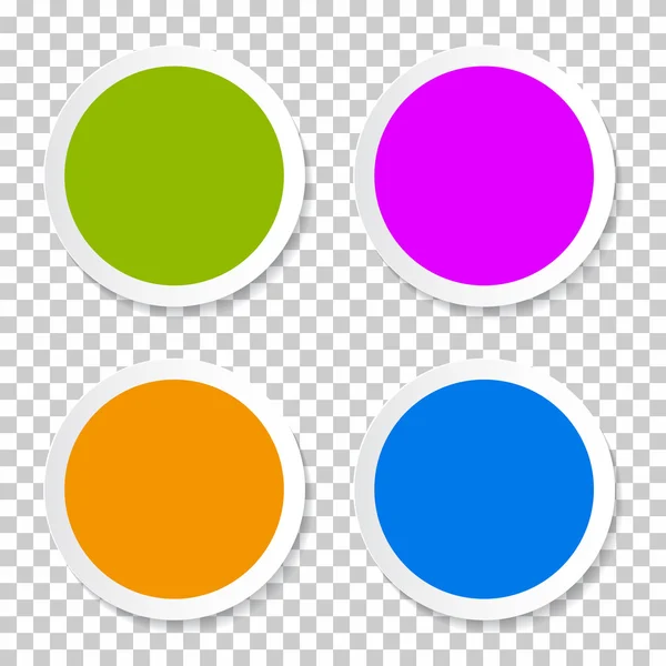 Bunte Vektor leere Kreis-Aufkleber - Etiketten auf transparentem Hintergrund — Stockvektor