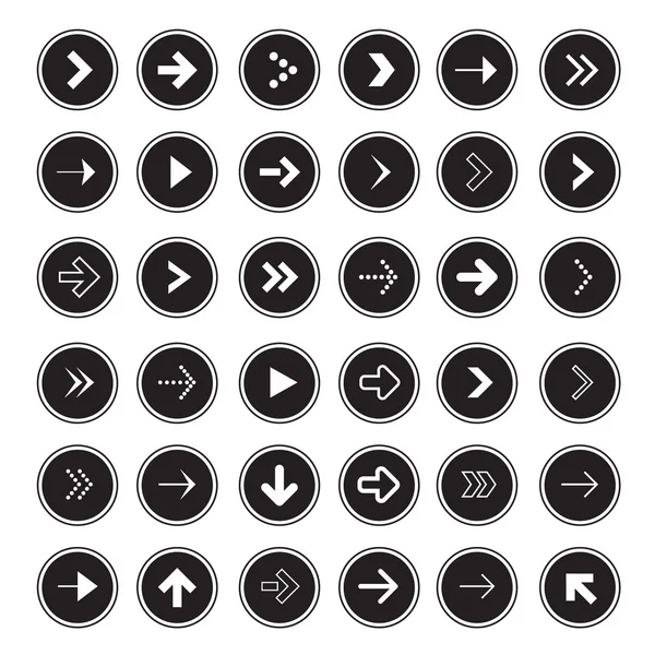 Setas pretas definidas em círculos — Vetor de Stock