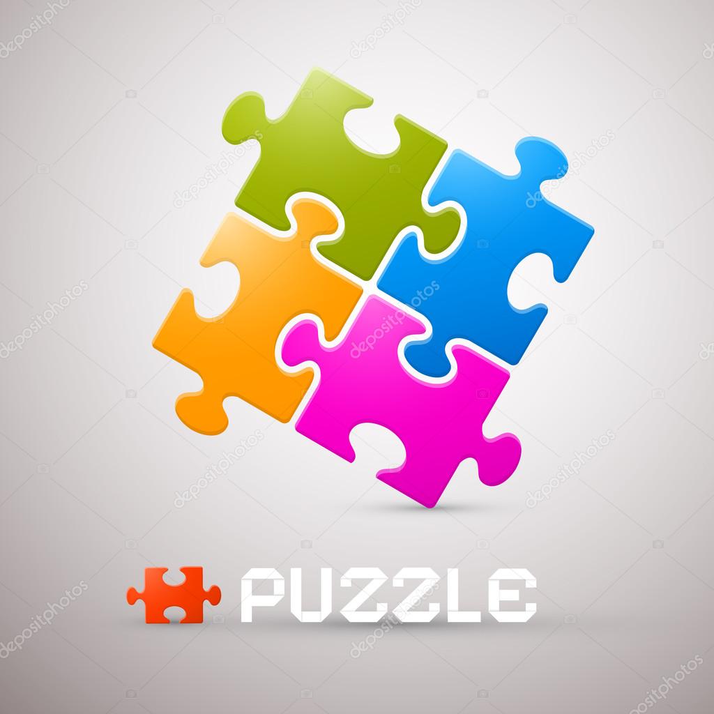 Colorful Puzzle Vector Illustration on Grey Background
