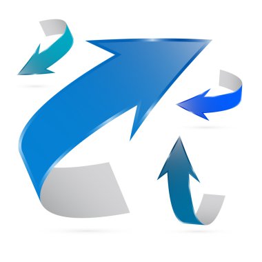 Beyaz arka plan üzerinde izole mavi vektör okları set